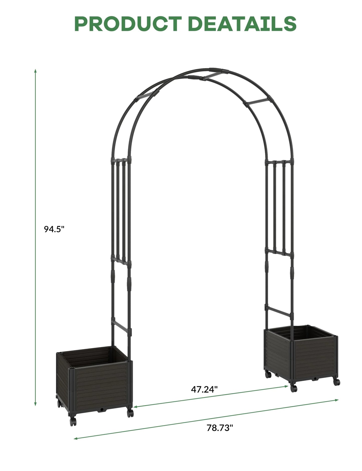 Riedhoff Span 47.2" Steel Garden Arch Trellis for Climbing Plants,Outdoor Garden Arbors and Arches