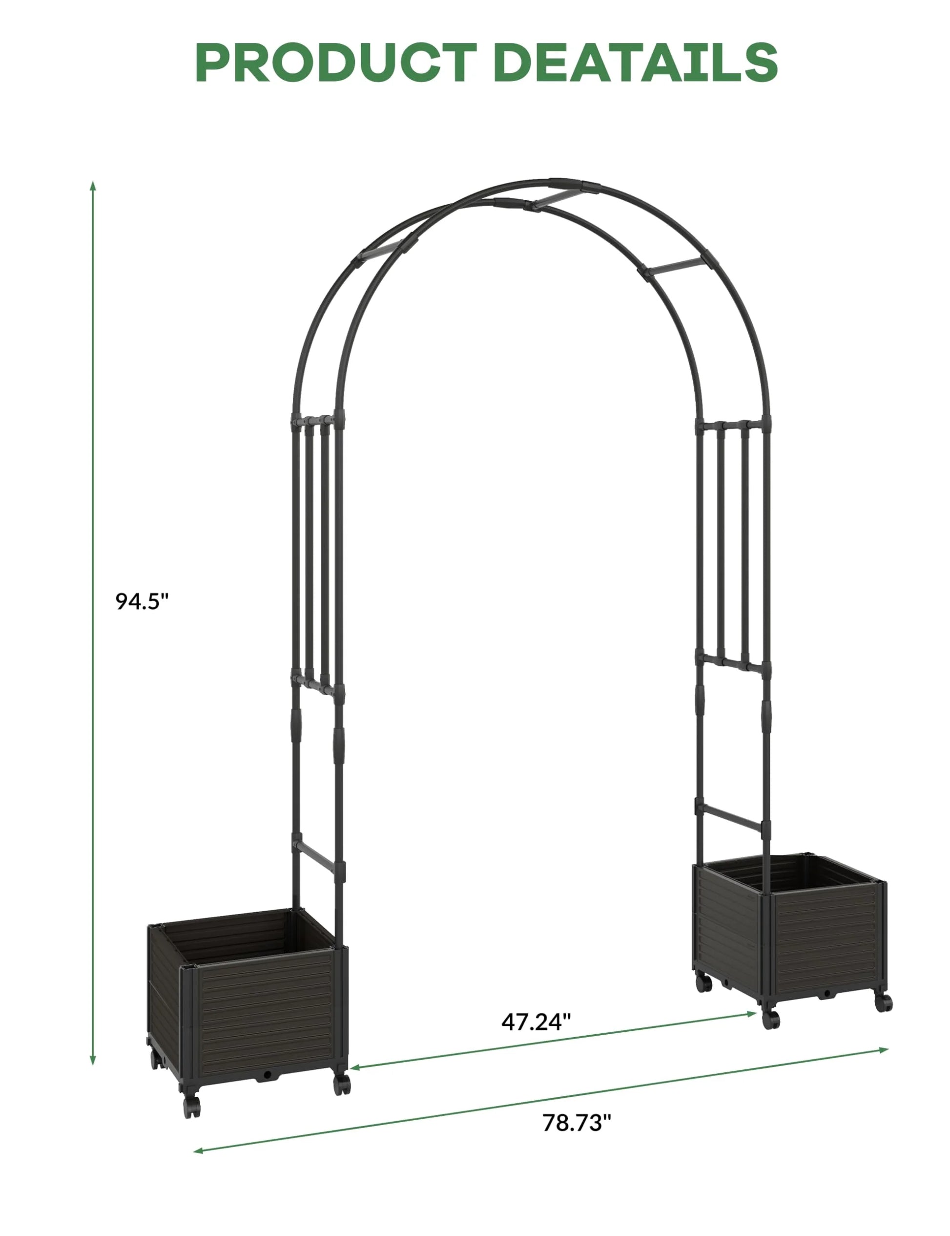 Riedhoff Span 47.2" Steel Garden Arch Trellis for Climbing Plants,Outdoor Garden Arbors and Arches