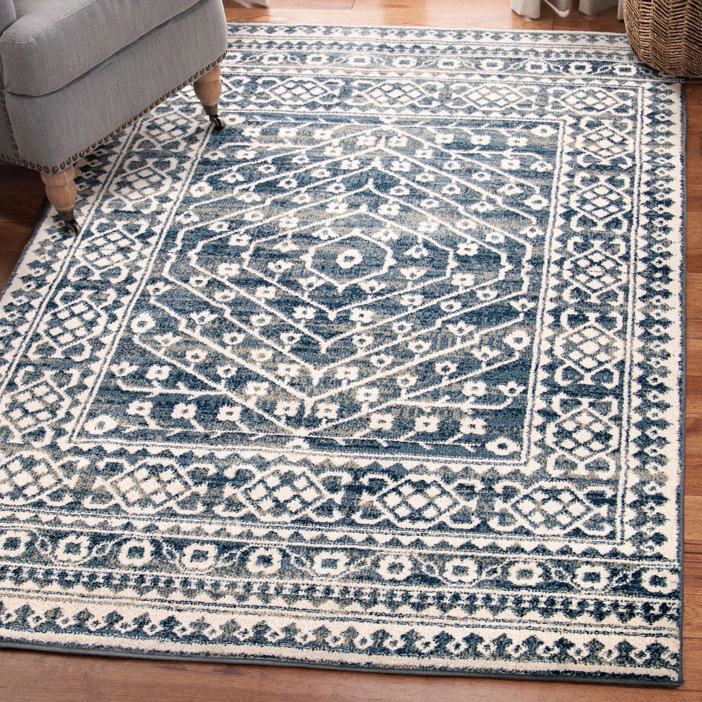 My Texas House Delilah 5'3" X 7'6" Blue Geometric Area Rug