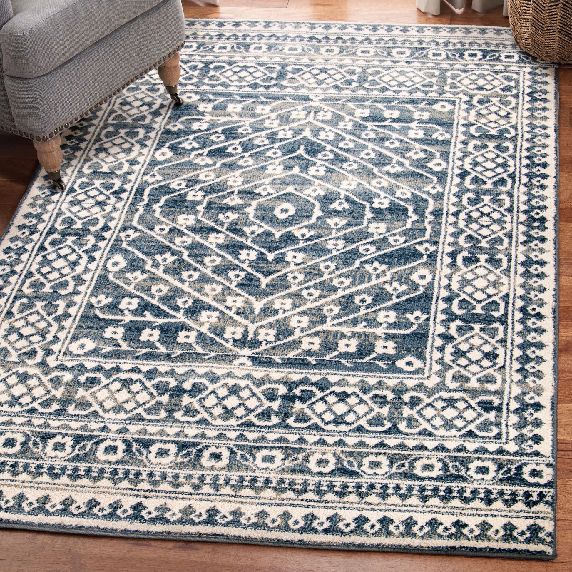 My Texas House Delilah 5'3" X 7'6" Blue Geometric Area Rug