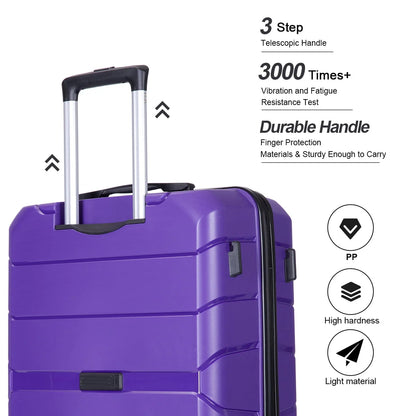 Travelhouse 3 Piece Luggage Set Hardshell Lightweight Suitcase with TSA Lock Spinner Wheels.(Purple)