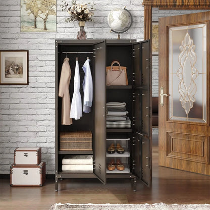 MIIIKO Metal Storage Locker, Industrial Storage Cabinet with Doors and Shelves, Stylish and Sturdy 6 Compartment with Lockable Doors, for Home Office, Club and Bar