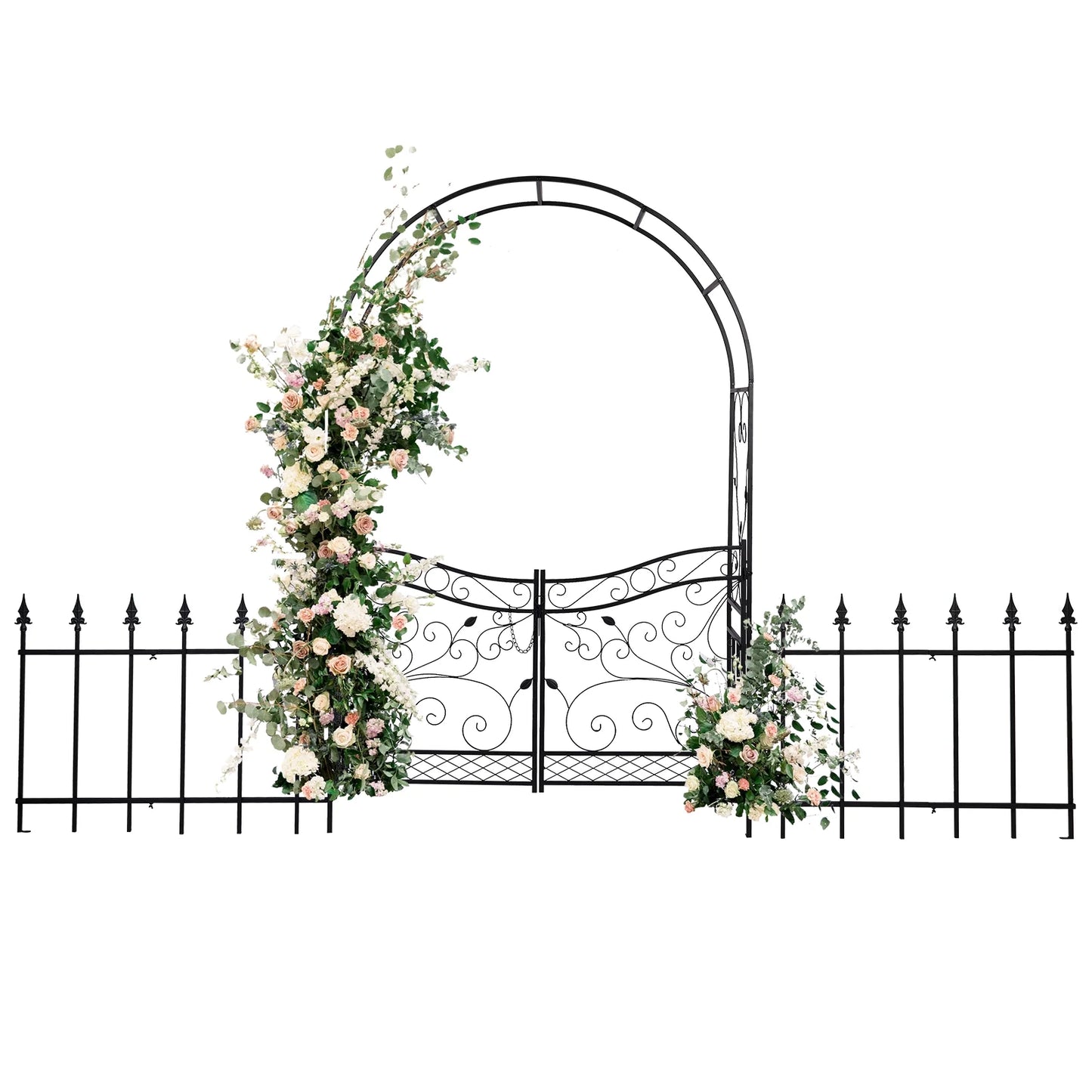 Ktaxon Garden Arch, Iron Arch for Climbing Plants, 7.2 FT Garden Arch With Seat Weather-Resistant, Black