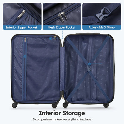 luggage sets 2 piece(20,28 inch) ABS hard suitcase with wheels and TSA lock travel set,sky blue