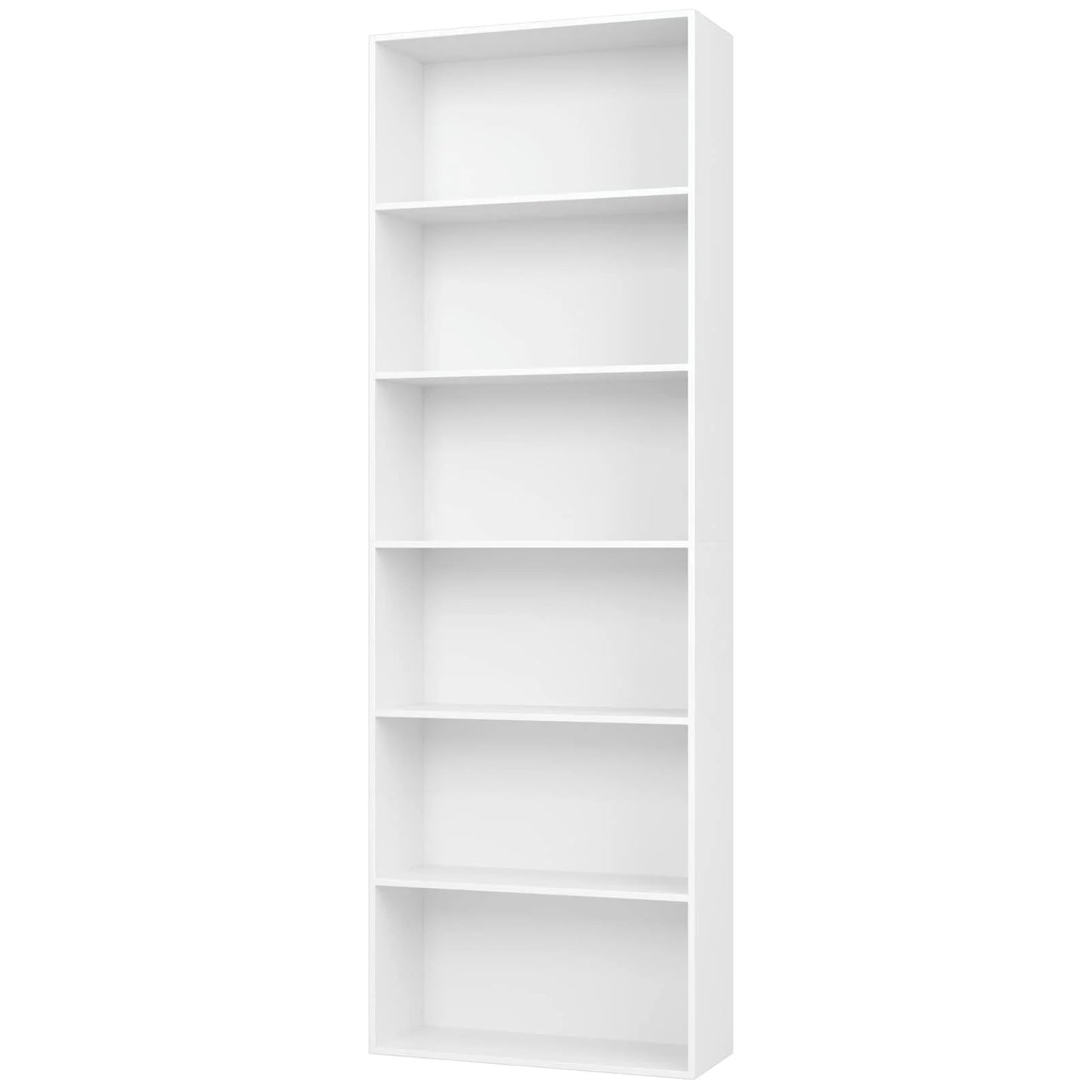 Homfa 6 Tier Freestanding Bookcase, Wooden Storage Bookshelves and Bookcases for Living Room Home Office 71'', White Finish