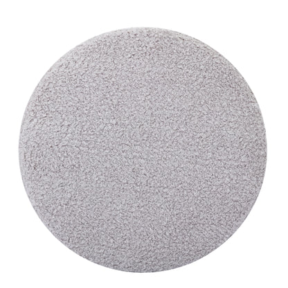 Wovenbyrd Round Pouf Ottoman with Foam Core, Gray - Perfect for Living Room or Bedroom