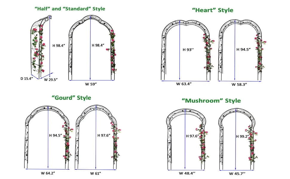 Aukfa Metal Garden Arch, Garden Arbor Trellis Climbing Plants Wedding Arch,74.4" x 98.4", White