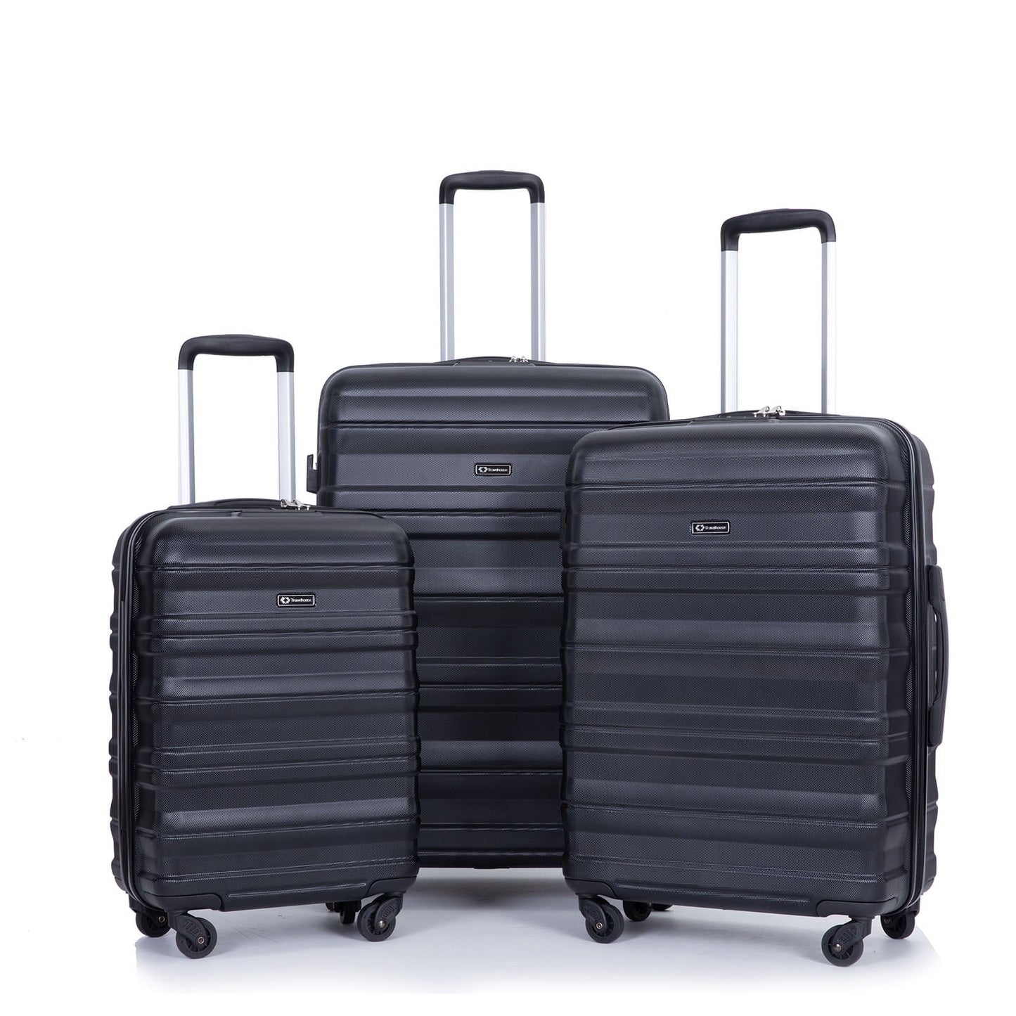Tripcomp Hardshell Luggage Set 3-Piece Set (21/25/29) Lightweight Suitcase 4-Wheeled Travel Case (Black)
