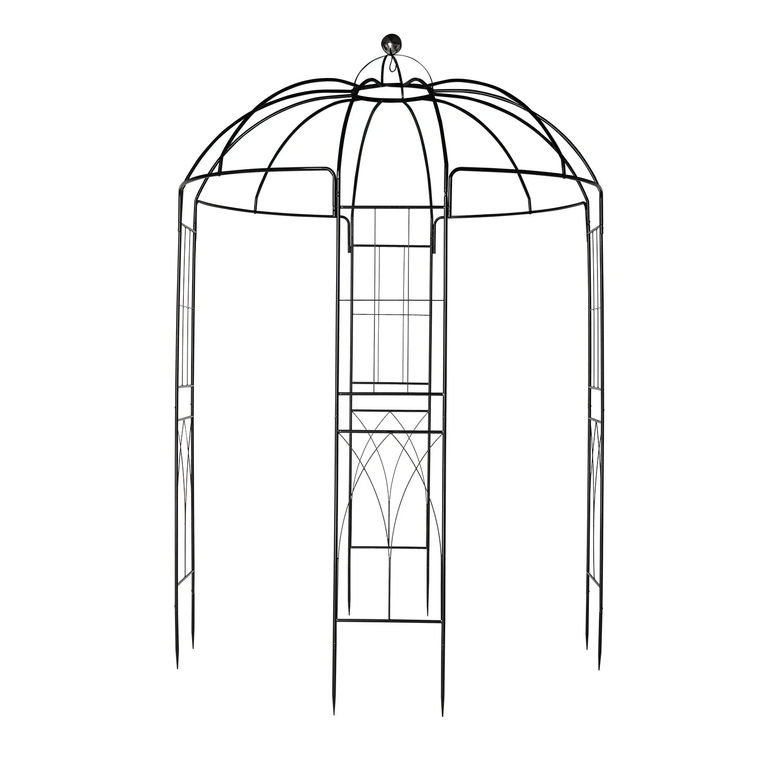 IVV Birdcage Shape Garden Arch, 8.9'Hx6.8'Dia, Pergola Plant Climbing Trellis Arbor Heavy Duty Metal Gazebo Garden Arch for Outdoor Arbor Climbing Plants Backyard Patio Wedding Ceremony, Black