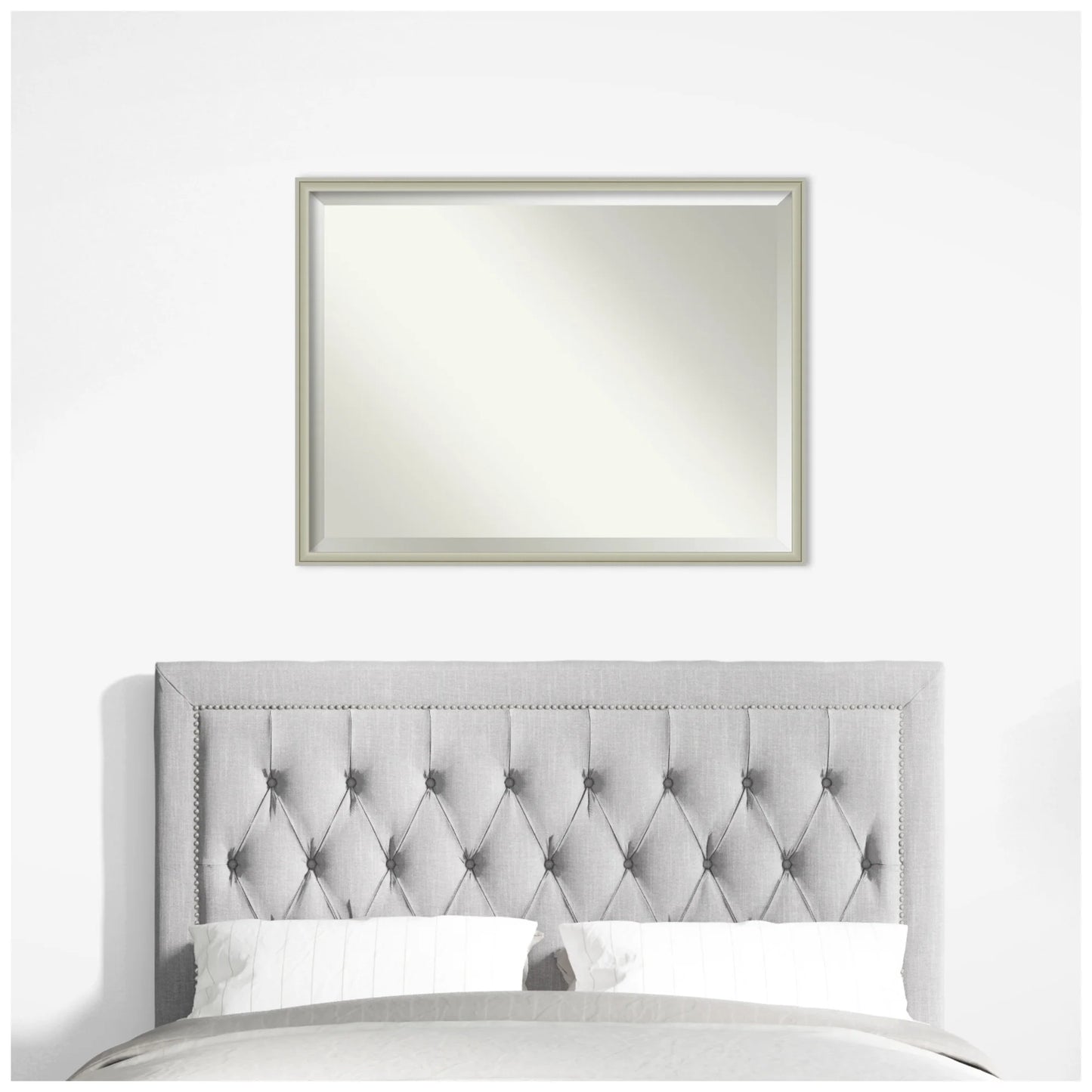 Amanti Art Florence Silver Beveled Wall Mirror 31.75 x 41.75 in.