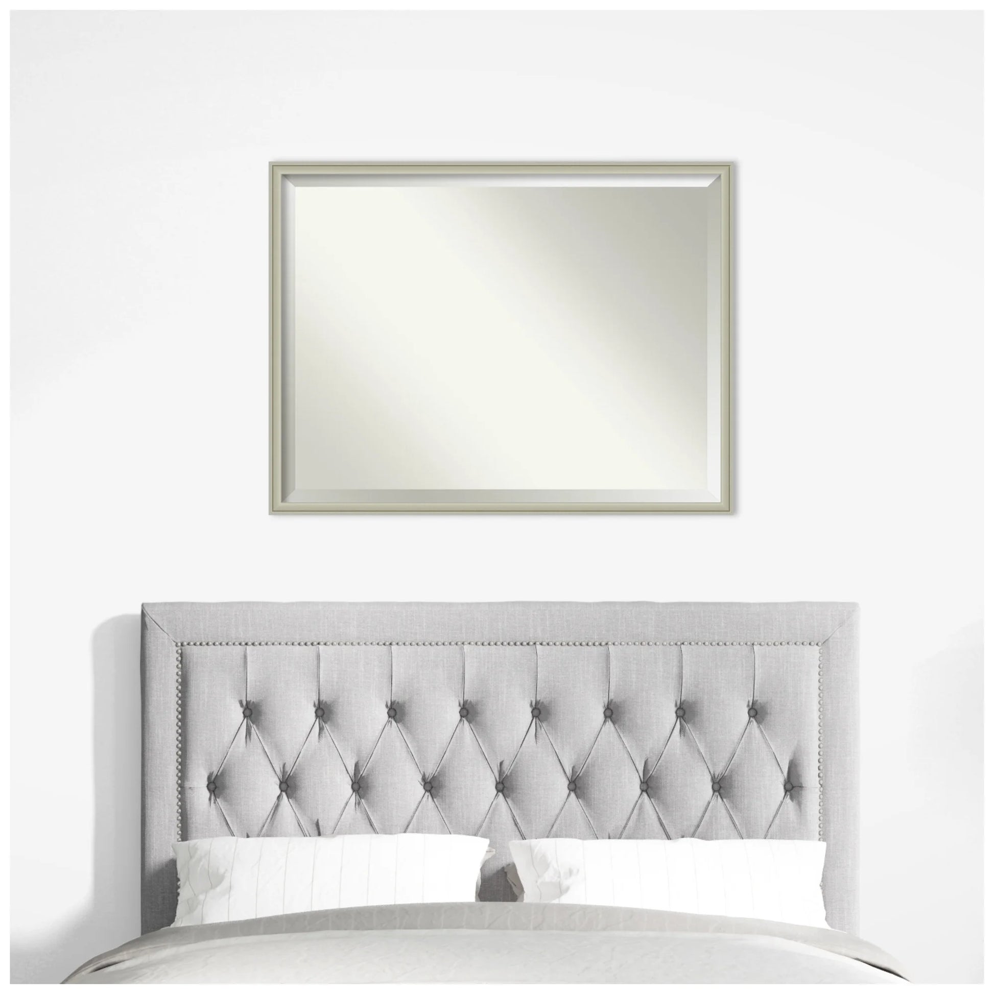 Amanti Art Florence Silver Beveled Wall Mirror 31.75 x 41.75 in.