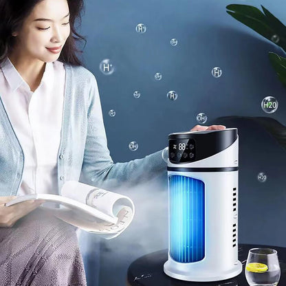 Lingouzi Portable Mini Air Conditioner, Home Office Air Cooler Humidifying Spray, Usb Ultra-Quiet Rechargeable Water-Cooled Air Conditioner, Multi-Function Timer & Rgb Color Night Light