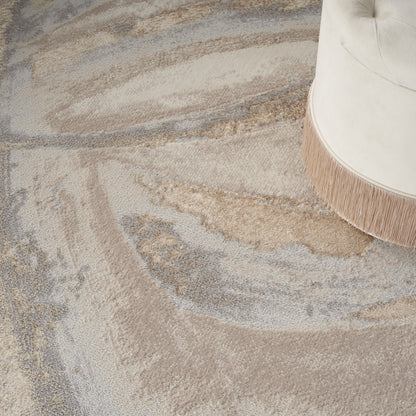 Inspire Me! Home Decor Brushstrokes Abstract Beige/Grey 5'3" x 7'3" Area Rug (5x7)