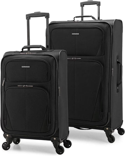 U.S. Traveler Aviron Bay Expandable Softside Luggage Set with Spinner Wheels, Navy, 2-Piece (23/31)