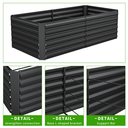 Outdoor Metal Raised Garden Bed,8x4x2ft Planter Box for Vegetables,Flowers,Herbs w/478 Gallon Capacity,Black