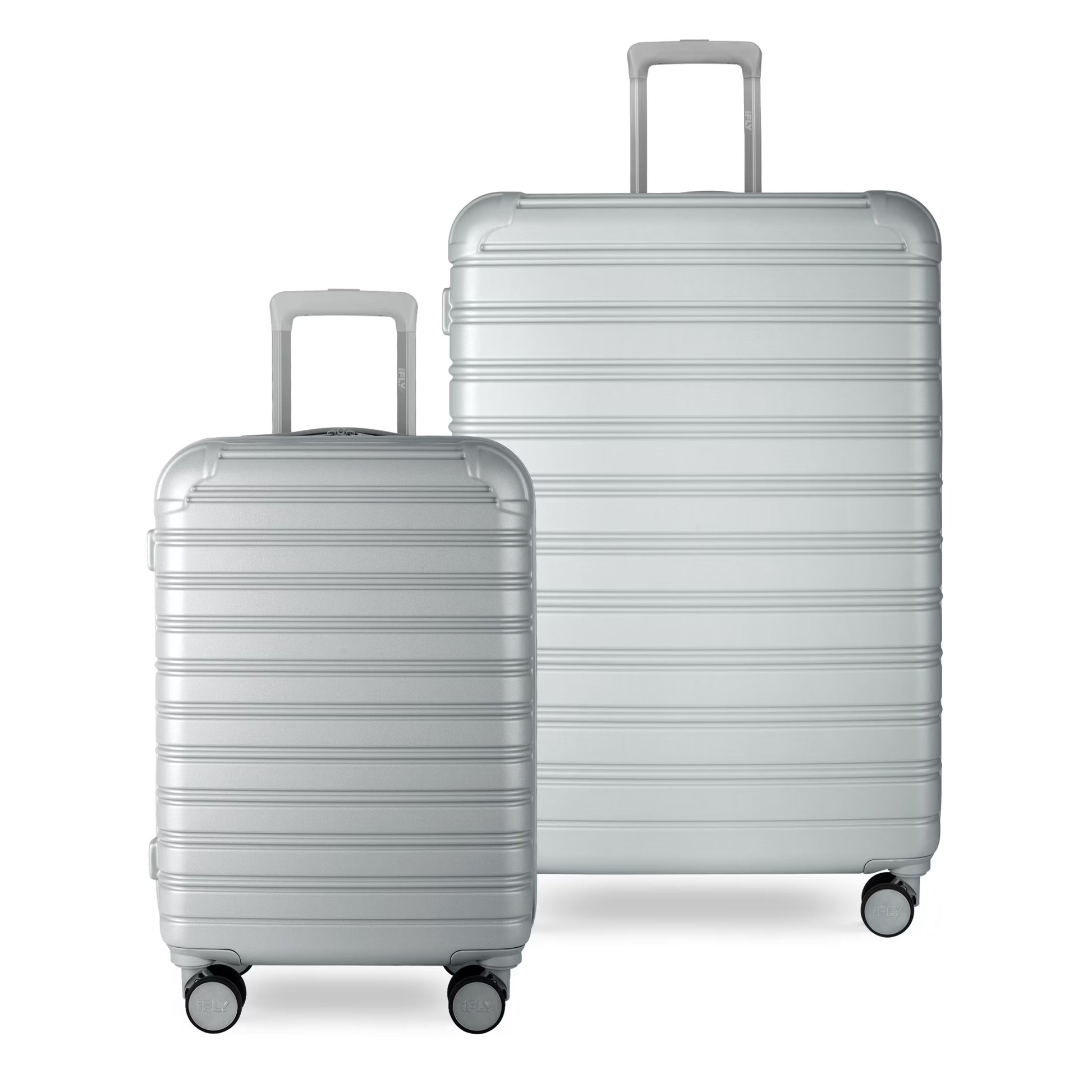 iFLY Hardside Fibertech 3.0 Matte 2 Piece Set, 20" Carry-on and 28" Checked Luggage, Ash