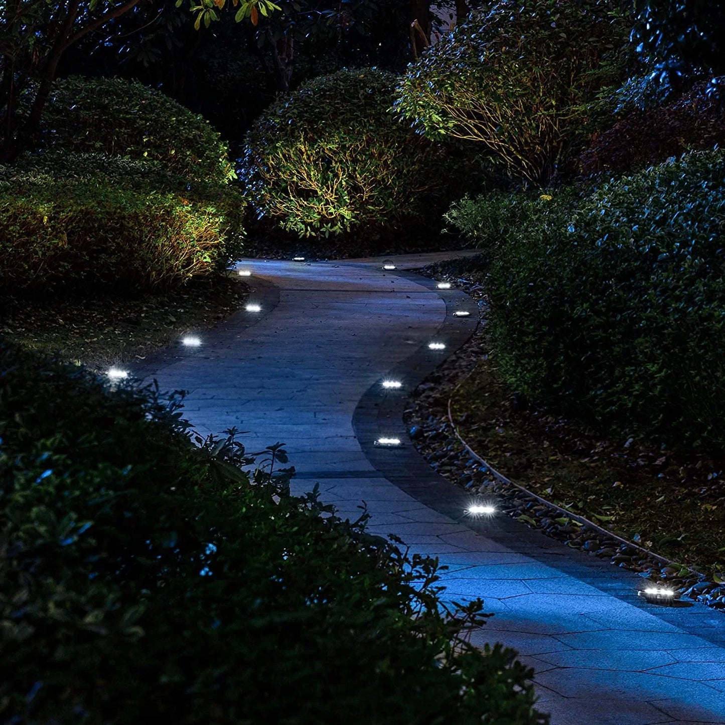 Solar Garden Lights Outdoor 16 LED In-ground Lights Landscape Lighting Stainless Steel Pathway Lights for Walkway Patio Yard Lawn Driveway Flowerbed Courtyard,(4 Pack)