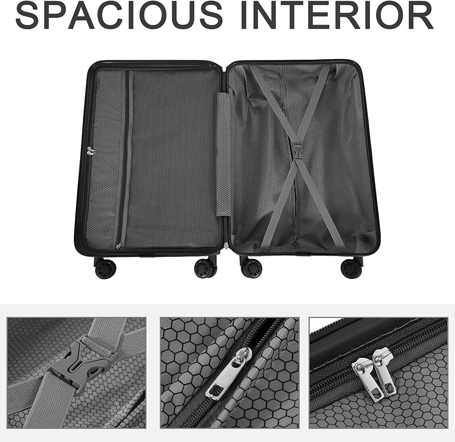 Hikolayae Crossroad Collection Hardside Spinner Luggage Sets in Taupe Beige, 3 Piece - TSA Lock