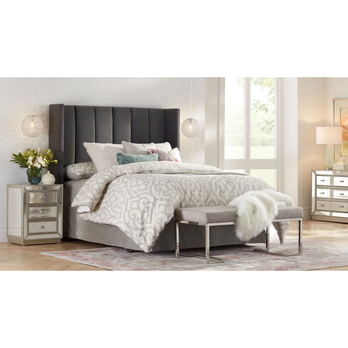 Coast to Coast Accents Modern Antique Silver Mirrored Rectangular Accent Table 20" x 15" with 3-Drawer for Living Room Bedroom