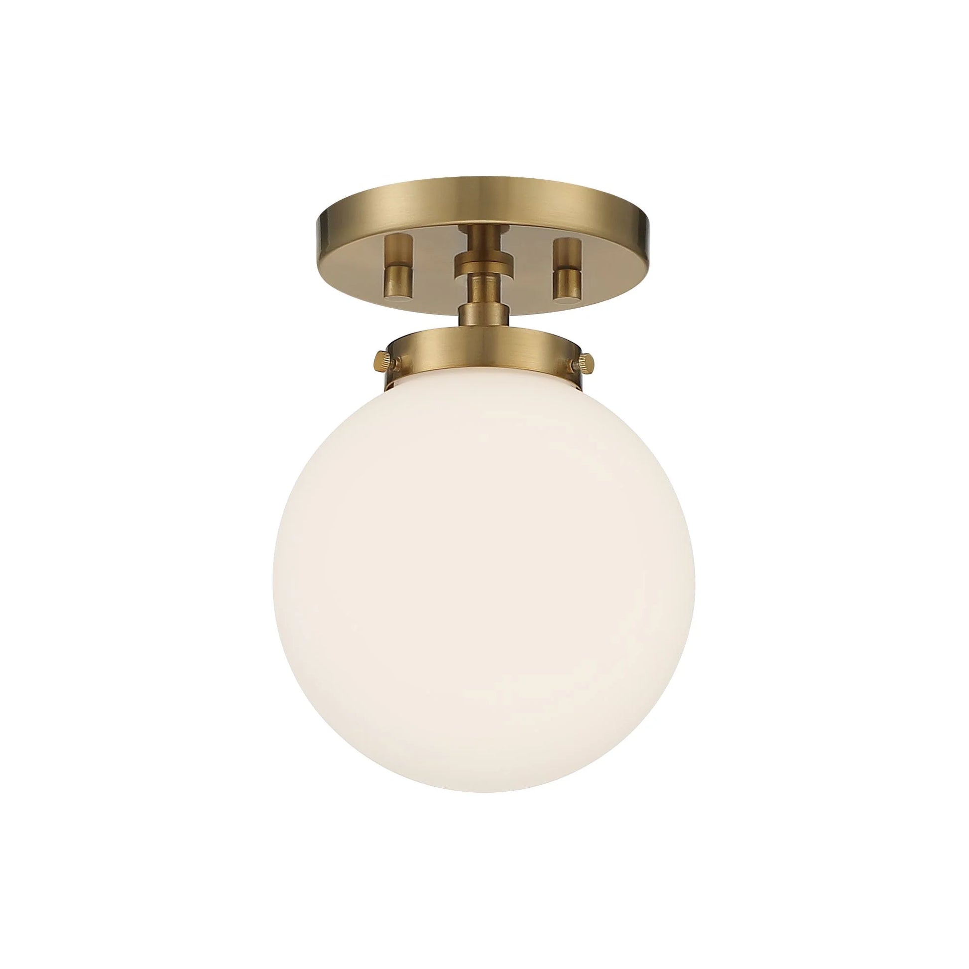 Possini Euro Design Jilly Modern Ceiling Light Semi Flush Mount Fixture 6 3/4" Wide Warm Antique Brass White Glass Globe Shade for Bedroom Living Room