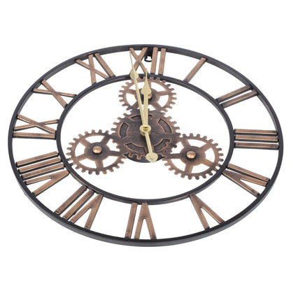 Homemaxs 1Pc Round Wall Clock American Style Wall Clock Simple Living Room Hanging Clock