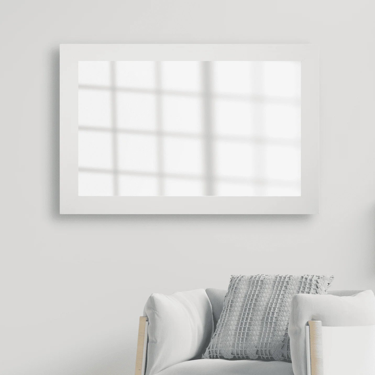 Pendleton Rustic White Framed Wall Mirror, Rectangular Vanity Mirror, Multiple Sizes