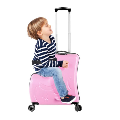 PWTOOL Kids Luggage, Kids Ride-on Luggage with Spinner Wheels Suitcase, Kid's Ride-On Suitcase Help Your Child Relax, Carry On Trolley Luggage with Password Lock, 20"