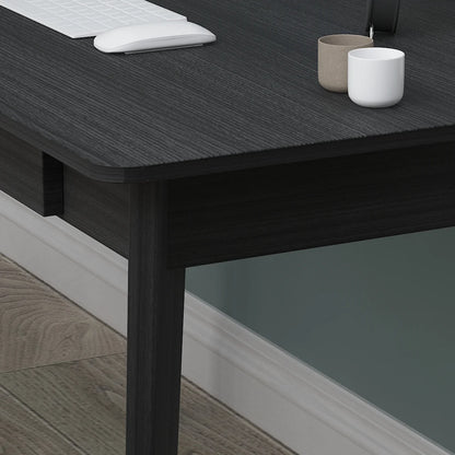 MONSLIPA Industrial Modern Wooden Desk with Storage Drawers, Office Computer Desk and Home Office Desk with Sturdy Wood Legs, 47" Long (Black)