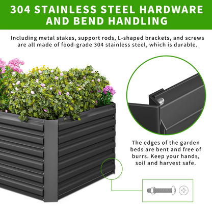 Outdoor Metal Raised Garden Bed,8x4x2ft Planter Box for Vegetables,Flowers,Herbs w/478 Gallon Capacity,Black