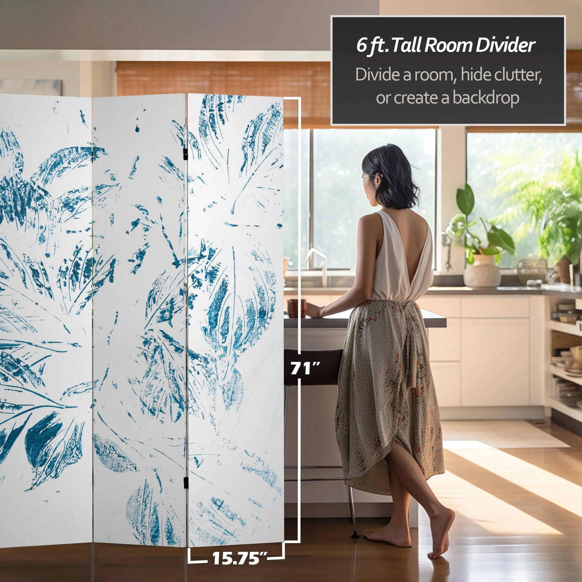 Handmade Spring Morning 5.25-foot Tall Canvas Room Divider (China)