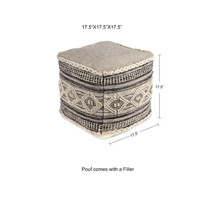 REDEARTH ? Tufted Pouf Ottoman with Filler Textured Storage Cube Bean Bag Pouffe Footrest for Living Room, Bedroom, Nursery, Kidsroom; 100% Cotton (17.5"X17.5"X17.5", Diamond Virgule)