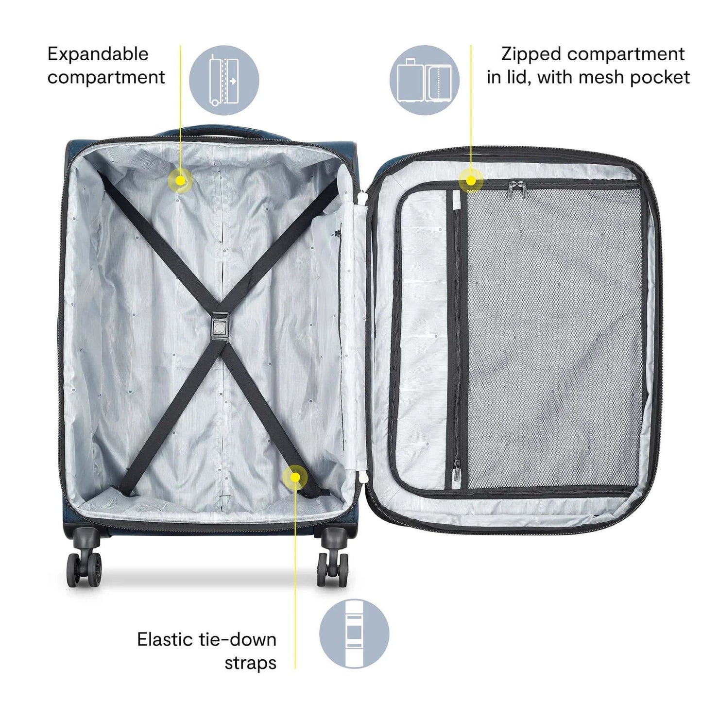 DELSEY PARIS Sky Max 2.0, 2 Piece Softside Luggage Set includes 24" Checked Luggage and a Carry-On Duffel Bag, Blue