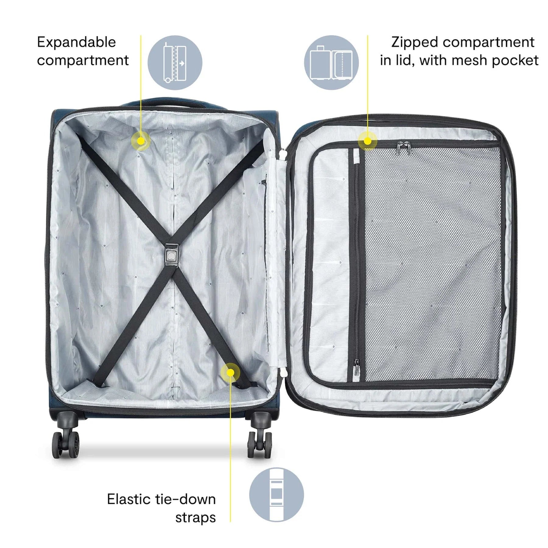 DELSEY PARIS Sky Max 2.0, 2 Piece Softside Luggage Set includes 24" Checked Luggage and a Carry-On Duffel Bag, Blue