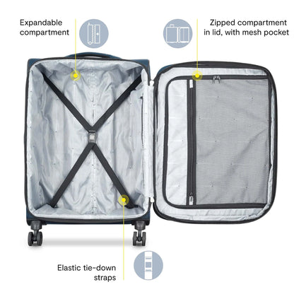 DELSEY PARIS Sky Max 2.0, 2 Piece Softside Luggage Set includes 24" Checked Luggage and a Carry-On Duffel Bag, Blue