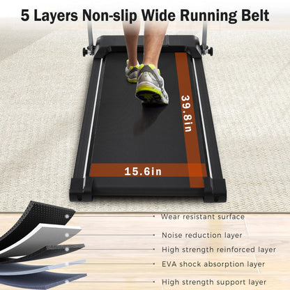 EUROCO 2.5HP Folding Treadmill with 7.5mph Speed, 265LBS Walking Exercise Treadmill with LED Display, 3-Level Incline and 12 Preset Program for Home Office
