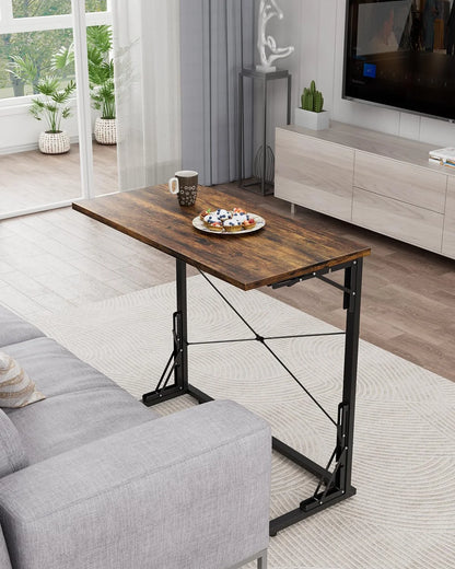 31.5" Folding Desk, Foldable TV Tray Table for Eating on Couch, Extra Large TV Dinner Trays, Portable Fold Computer Writing Desk Table for Home Office, Rustic Brown