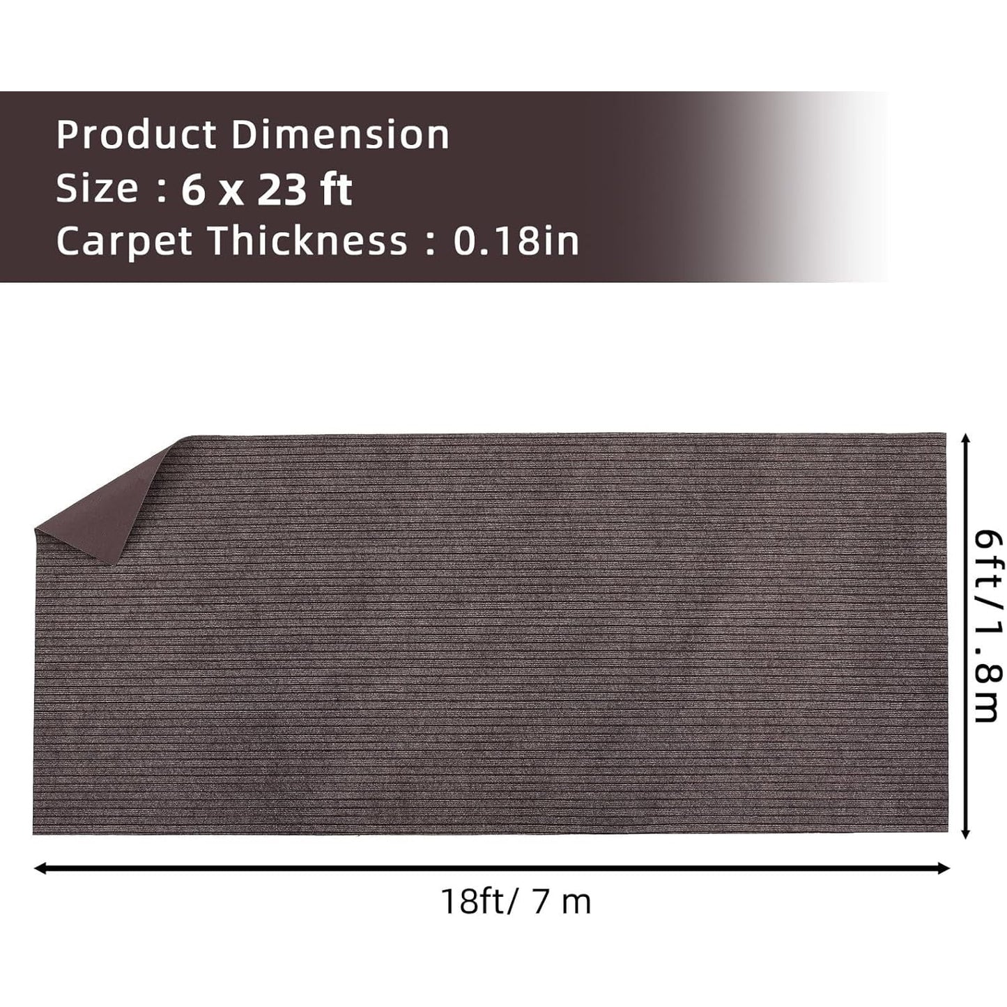 M optimized Marine Carpet, 6FT*23FT Boat Carpet Rugs,for Outdoor Patio Deck, Camping, TPR Non-Slide, Water-Proof, Stripe Brown
