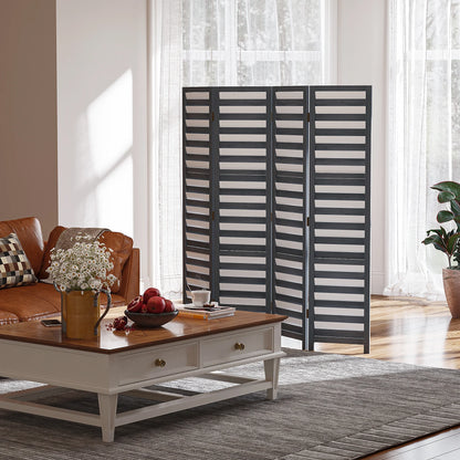 HOMCOM 5.6' 4 Panel Room Divider Folding Privacy Screen Panel, White/Grey