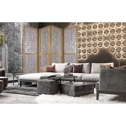 Sg-285A Princessa 4 Panel Screen Room Divider With Sandy Brown Finish