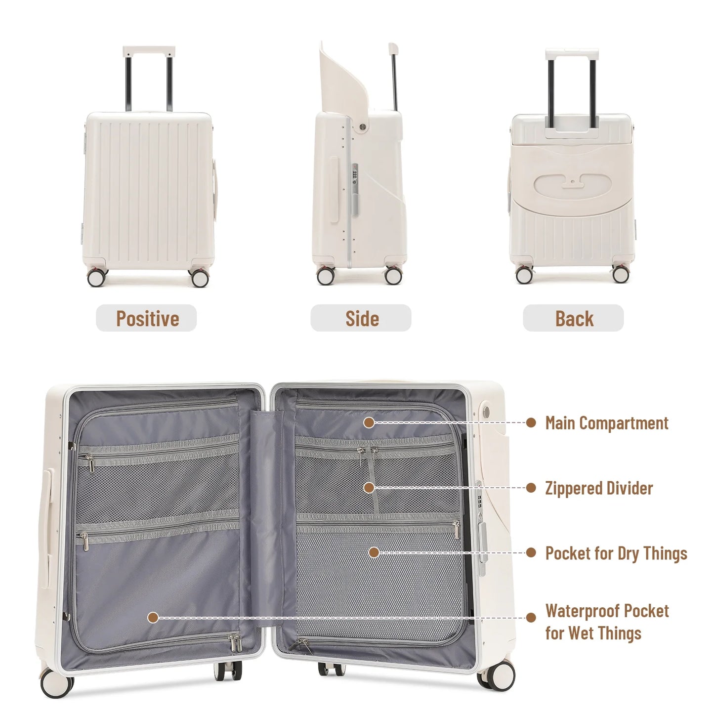 Fridtrip 20 Inch Carry On TSA Lock Luggage with for Kids& Adult,Lockable Spinner Wheels Free Luggage Cover and Safety Seatbelt Travel Suitcase