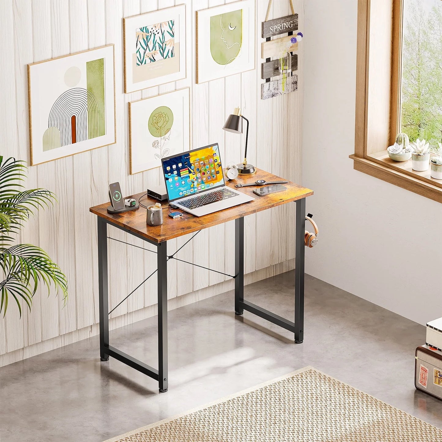 32 inch Small Computer Desk for Small Space, Modern Simple Style Desk for Living Room/Bedroom/Home Office, Sturdy Student Writing Desk, Gift for Kid, Vintage