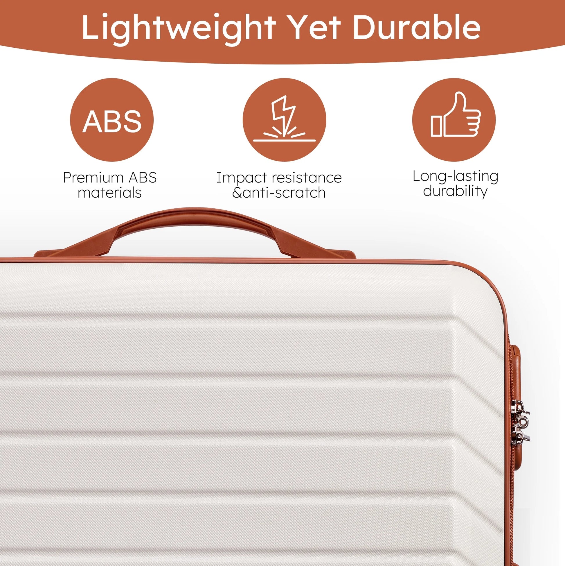 Gowill 3 Piece Luggage Sets Travel Suitcase Set with 7PCS Organizer Bags, White& Brown