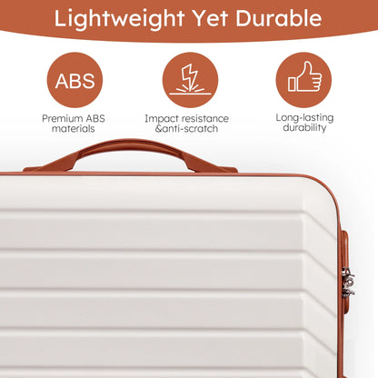 Gowill 3 Piece Luggage Sets Travel Suitcase Set with 7PCS Organizer Bags, White& Brown