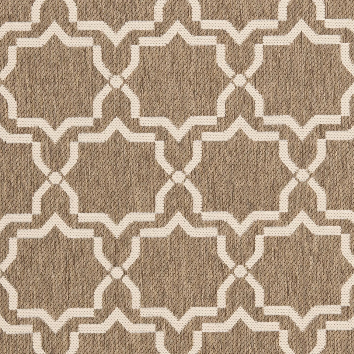 SAFAVIEH Courtyard Allison Geometric Bordered Indoor/Outdoor Area Rug, 9' x 12', Brown/Bone