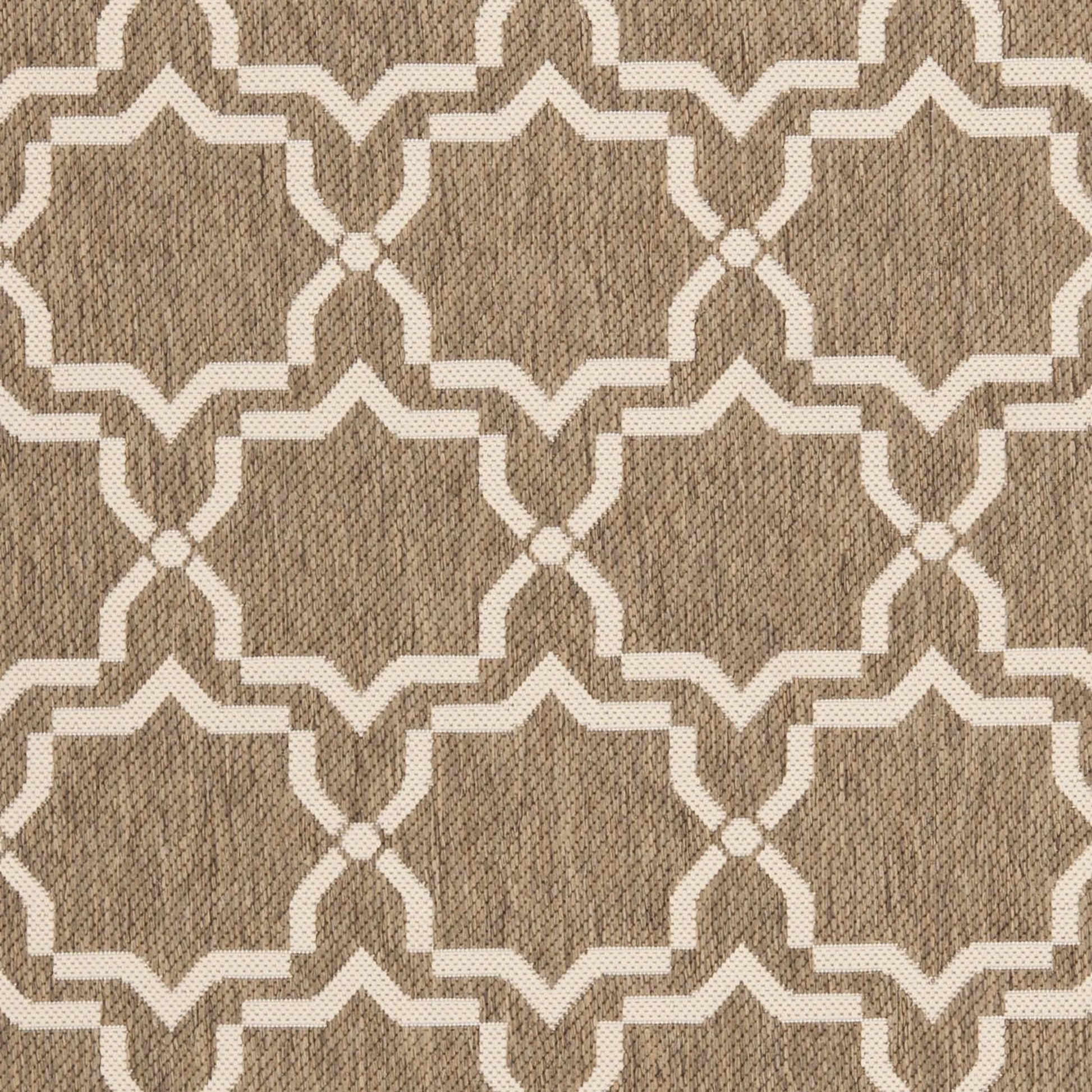 SAFAVIEH Courtyard Allison Geometric Bordered Indoor/Outdoor Area Rug, 9' x 12', Brown/Bone