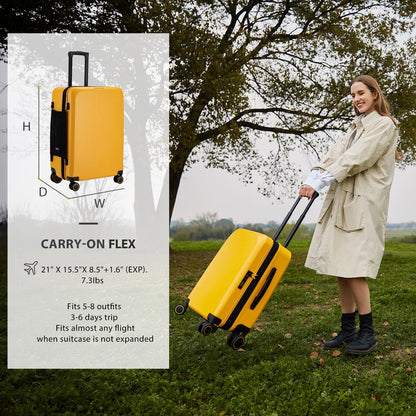 VERAGE Freeland Carry On Luggage with X-Large Spinner Wheels, Expandable Hardside Travel Suitcase, TSA Approved (20-Inch, Yellow)