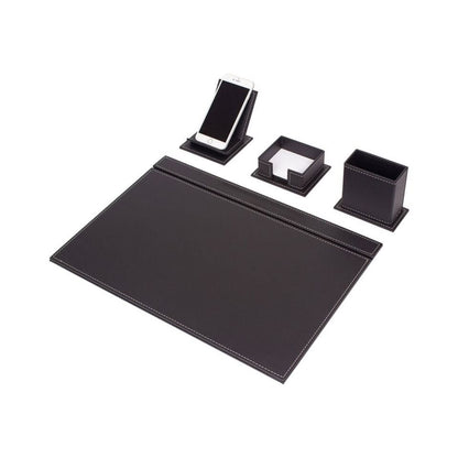 Leather Desk Set - Home Office Accessories - Desk Supplies - Leather Desk Set - Office Table Work Desk Accessories - Desk Storage Organizer - 4 Accessories-4 PCS