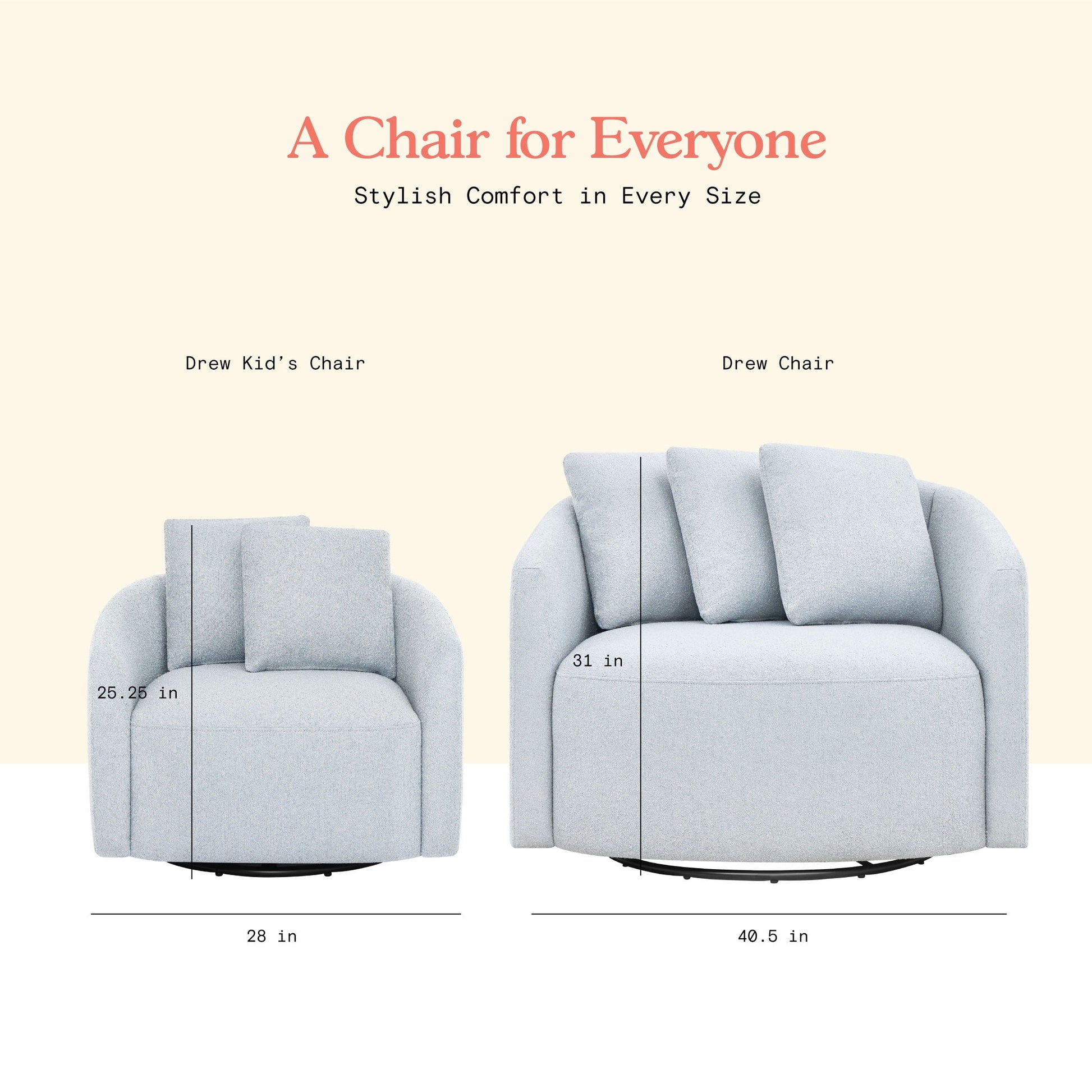 Beautiful Drew Kids Accent Chair by Drew Barrymore, Cornflower Bouclé Fabric