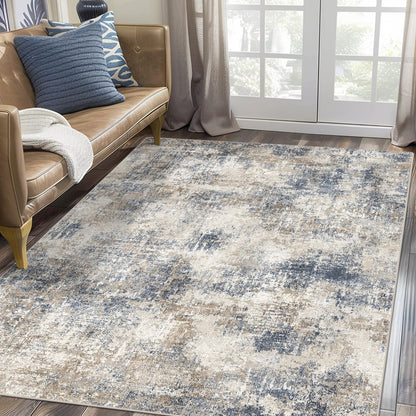 KUETH 8x10 Area Rugs for Living Room Bedroom, Machine Washable Rug Stain Resistant Non-Shed Carpet, Low Pile Mat with Non Slip Backing