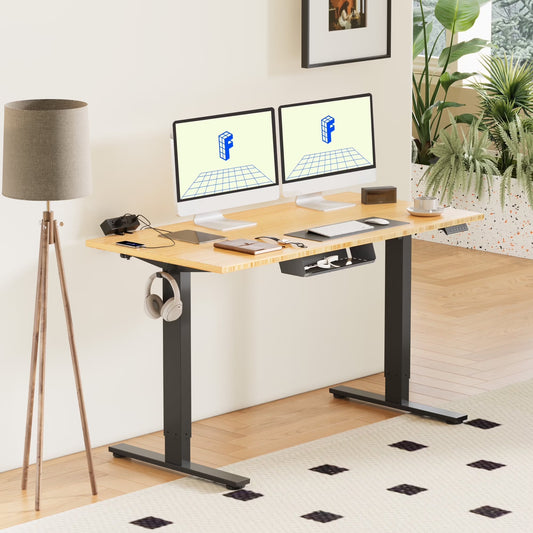 Flexispot 55"x28" Erogonomic Home Office Height Adjustable Standing Desk Bamboo Desktop Computer Desk